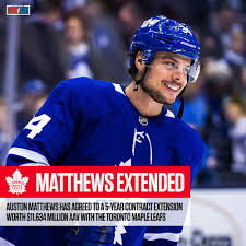 Breaking News: Maple Leafs Star Auston Matthews extend five years contract deal with maple with agreement of $205 pay per week