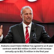 CONGRATULATION: The Alabama head coach Kalen DeBoer becomes the highest-paid  League of Municipalities coach  at $18.9 million after agreein to