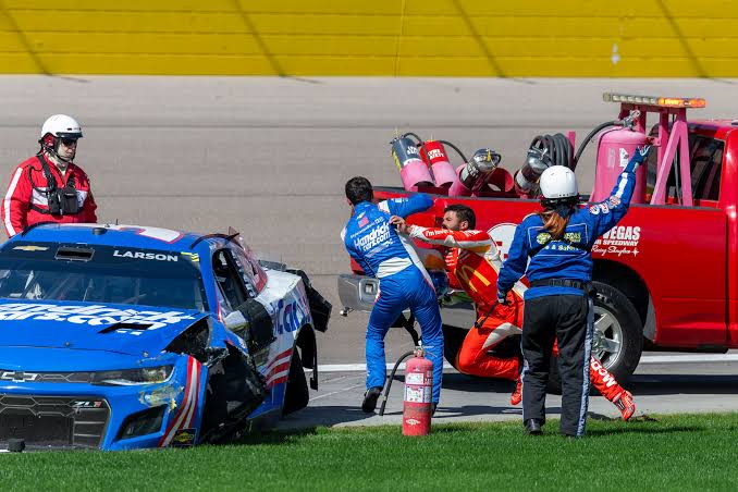NASCAR announced today that it suspended Bubba Wallace for his actions in Sunday’s NASCAR Cup Series race at NOCO 400. Wallace was suspended for one race after he crashed Kyle Larson at Lap 94 of the South Point 400 and proceeded to shove Larson.